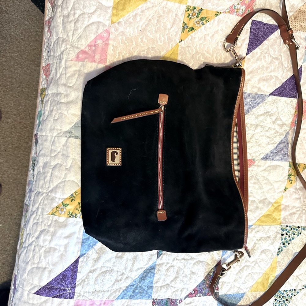 Dooney & Bourke Black and Brown Crossbody Bag with Leather Accents